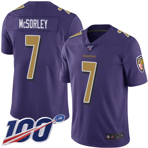 Baltimore Ravens Limited Purple Men Trace McSorley Jersey NFL Football #7 100th Season Rush Vapor Untouchable